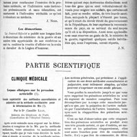 0666 - Page 665 - Propos du jour. L’inspection médicale des écoles et l’infirmière scolaire [J. Noir] / Les décorations / Partie scientifique. Clinique médicale. Leçons cliniques sur la pression artérielle. Grande supériorité des méthodes auscultatoire et palpatoire sur la méthode oscillatoire pour la détermination de Mx, Par le Dr. Camille Lian