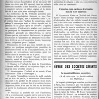 0687 - Page 686 - Partie scientifique. A travers la presse. Presse anglaise. Les risques après l’amygdalotomie et l’adénoïdectomie [(Bristish med. Journ, 11 décembre 1920)] / La cure d’air dans le cancer [(Bristish med. Assoc. 29 oct. 1920)] / L’injection intra-cardiaque d’adrénaline dans la mort apparente [(British med. Journal, 8 janv. 1921)] / Revue des sociétés savantes. Le hoquet épidémique en province, (Société médicale des hôpitaux) / Lésions histologiques dans la rage humaine, (Société méd. des hôpitaux, )