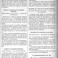 0688 - Page 687 - Partie scientifique. Revue des sociétés savantes. Lésions histologiques dans la rage humaine, (Société méd. des hôpitaux, ) / Séquelles et reviviscences de l’encéphalite épidémique, (Société méd. des hôpitaux) / Contagion de l’encéphalite épidémique, (Soc. méd. des hôpitaux) / Invisibilité aux rayons X de certains hydrothorax, (Société méd. des hôpitaux) / Présentation d’un stéthoscope bi-auriculaire, (Société méd. des hôpitaux) / Le sphygmomanomètre de M. Lian, (Société méd. des hôpitaux)