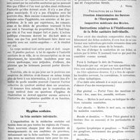 0697 - Page 696 - Partie professionnelle. Hygiène publique. La Révision de la charte française d’hygiène, (suite), par le Dr René Martial. Hygiène industrielle ouvrière. Industries insalubres. Hygiène de l’habitation. Habitations à bon marché / Hygiène scolaire. La fiche sanitaire individuelle