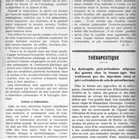 0754 - Page 753 - Partie scientifique. A Travers la presse. Procédé pratique d’injection intra-trachéale par la voie nasale [(Journ. des Sc. méd. de Lille, 2 janv. 1921)] / Asthme et tuberculose [(Paris méd, 1er janv. 1921)] / Thérapeutique. La dystrophie péri-articulaire adipeuse des genoux chez la femme âgée. Son traitement par les injections intra et péri-articulaires de sels de mésothorium