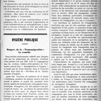0772 - Page 771 - Partie professionnelle. La vie syndicale et professionnelle. Syndicat des médecins d’Ille-et-Vilaine, 24 novembre 1920 / Hygiène publique. Dangers de la «Transmigration». Le remède