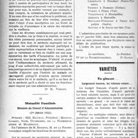 0849 - Page 848 - Partie Professionnelle. Chronique de la mutualité. Expropriation médicale / Mutualité Familiale. Réunion du Conseil d’Administration, (1er février 1921) / Variétés. En glanant.... Largement ouverts, les robinets coulent…