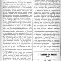 0955 - Page 954 - Partie scientifique. Faits cliniques. Ulcère d’estomac et syphilis / Thérapeutique. La dystrophie péri-articulaire des genoux / A Travers la presse. Le toucher rectal, voie d’examen appendiculaire chez l’enfant [(Journ. des Prat, 15 janv. 1921)]