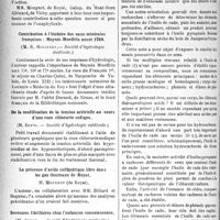 0967 - Page 966 - Partie scientifique. Revue des sociétés savantes. Recherches sur l’action antianaphylactique des eaux de Cauterets, (Société d’hydrologie médicale) / Contribution à l’histoire des eaux minérales françaises : Meynès Montfrin avant 1789, (Société d’hydrologie médicale) / De la modification de la tension artérielle au cours d’une cure chlorurée sodique, (Société d’hydrologie médicale) / La présence d’acide suif hydrique libre dans les gaz thermaux de Royat, (de Royat) / Secousses fibrillaires chez l’enfant en convalescence, (Société d’hydrologie médicale) / De la substitution à l’huile de cade des solutions essentielles de diphénois et d’éther des diphénols, (Société de thérapeutique)