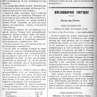 0968 - Page 967 - Partie scientifique. Revue des sociétés savantes. De la substitution à l’huile de cade des solutions essentielles de diphénois et d’éther des diphénols, (Société de thérapeutique) / Bibliographie critique. Revue des Livres. Les cardio-rénaux, O. Josué et M. Parturier, chez le François éditeur, Paris / Examen des aliénés, par A. Babbé, chez Masson et Cie éditeurs, Paris
