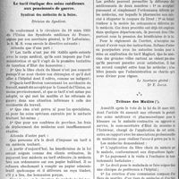0973 - Page 972 - Partie professionnelle. La vie syndicale et professionnelle. Le tarif étatique des soins médicaux aux pensionnés de guerre. Syndicat des médecins de la Seine / Tribune ds Mutilés