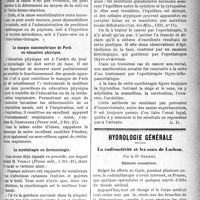 1106 - Page 1105 - Partie scientifique. A travers la presse. Thérapeutique désensibilisatrice. Application de la vaccination anti-anaphylactique [(Journ. de méd. et de chir prat, 25 janv. 21)] / Le masque manométrique de Pech en éducation physique [(Presse méd, 2 fév. 21)] / La cryothérapie en dermatologie [(Presse méd, 5 fév. 21)] / Cancer et opothérapie [(Gaz. des Hôp, 1921, n° 11)] / Hydrologie générale. La radioactivité et les eaux de Luchon, par le Dr Germès