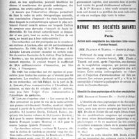 1107 - Page 1106 - Partie scientifique. Hydrologie générale. La radioactivité et les eaux de Luchon, par le Dr Germès / Revue des sociétés savantes. Paris. Action anti-coagulante des injections intra-veineuses d’arséno-benzol, (Société de Biologie) / Identité du choc peptonique et du choc anaphylactique, (Société de Biologie) / Action anti-anaphylactique des eaux minérales (Vichy), (Soc. de Biologie)