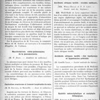 1185 - Page 1184 - Partie scientifique. Revue des sociétés savantes. Sur les farines alimentaires, (Académie de médecine) / Manifestations extra-pulmonaires de la pneumococcie, (Académie de médecine) / Castration ovarienne et tumeur inopérable du sein, (Acad. de médecine) / Accidents sériques tardifs : troubles cardiaques, (Société méd. des hôpitaux) / Accidents sériques tardifs : état lipothymique et hypotension artérielle, (Société médicale des hôpitaux) / Syphilis mésocéphalique et encéphalite léthargique, (Soc. méd. des hôp)