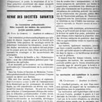1331 - Page 1326 - Partie scientifique. A travers la presse. Une nouvelle méthode de narcose générale [(Le. Scapel, 19 fév. 21)] / Revue des sociétés savantes. De l’orientation professionnelle. Rôles respectifs des maîtres, des associations et des pouvoirs publics, (Académie de médecine) / La vaccination anti-typhoïdique de la population civile, (Académie de médecine)