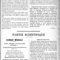 1454 - Page 1449 - Propos du jour. La réalisation d’un rêve. La maison médicale de la Thiérache [J. Noir] / Partie scientifique. Clinique médicale. leçons cliniques suc la pression artérielle. Les sphygmomanomètres auscultatoires, (Suite), par le Dr Camille Lian. Qualités à exiger d’un bon sphygmomanomètre auscultatoire