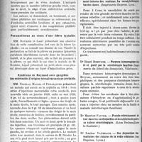 1473 - Page 1468 - Partie scientifique. Revue des sociétés savantes. Lyon. Société médicale des Hôpitaux. Forme phlébitique de l’oblitération artérielle / Pneumothorax au cours d’une fièvre typhoïde / Syndrome de Reynaud avec gangrène des extrémités d’origine néosalvarsanique probable / Bibliographie critique. Revue des Thèses. Thèses de Lyon. Contribution à l’étude du traitement interne des eczémas. La cacodylothérapie à hautes doses, par Dr Jean Cous (Imprimerie Express, Lyon) / Purpura hémorragique traité et guéri par la sérothérapie familiale, par Dr Henri Breysse (Imprimerie du Réveil-du-Beaujolais, Villefranche) / Des disjonctions traumatiques des sutures de la voûte crânienne, par Dr Lucien Vaudiaux (Imp, Express, Lyon)