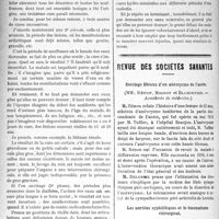 1535 - Page 1530 - Partie scientifique. Hydrologie. Ce que l’on doit attendre d’une cure hydro-minérale, par le Dr Constant / Revue des sociétés savantes. Cerclage fibreux d’un anévrysme de l’aorte, (Académie de médecine) / Les aortites syphilitiques et le traumatisme chirurgical, (Académie de médecine)