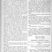 1617 - Page 1612 - Partie scientifique. Thérapeutique appliquée. Note sur l’emploi du bouillon bromure achloruré dans le traitement de la colique hépatique, par M. le Dr H. Sabatier / Bibliographie critique. Revue des livres. Manuel de croprologie clinique, par Dr R. Goeffon, chez Masson et Cie, éditeurs, Paris / L’année thérapeutique 1920, par Dr L. Cheinisse, chez Masson et Cie, éditeurs, Paris / Revue des Thèses. Thèse de Bordeaux / Thèse de Lyon, 1921. Historique des différentes techniques d’application du radium dans le cancer utérin, par Dr Paul Michel, (Impr. du Réveil-du-Beaujolais, Ville-franche)