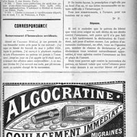 1654 - Page V-1649 - Demandes et offres / Correspondance. Recouvrement d'honoraires accidents