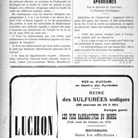 1725 - Page 1720-XLII - Documents officiels. A l'officiel. Arrêté interministériel du 6 juin 1921, fixant le tarif des indemnités de déplacement auxquelles peuvent avoir droit les médecins appelés à donner des soins à domicile aux bénéficiaires de l’article 64 de la loi du 31 mars 1919 / Aphorismes, par le Docteur E. Crouzel