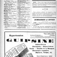 1733 - Page 1728-IV - Office de Renseignements du « Concours » / Membres du Concours exerçant dans les Stations Thermales / Demandes et offres
