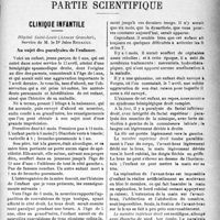 1814 - Page 1809 - Propos du jour. L’orientation professionnelle et l’internat obligatoire [J. Noir] / Partie Scientifique. Clinique infantile, Hôpital Saint-Louis (Annexe Grancher), Service de M. le Dr Jules Renault. Au sujet des paralysies de l'enfance