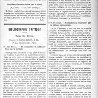 1906 - Page 1899 - Partie Scientifique. Revue des sociétés savantes. Paris. Encéphalite épidémique avec Wassermann positif, (Soc. méd. des hôp) / Gangrène pulmonaire traitée par le sérum, (Soc. méd. des hôp) / Bibliographie critique. Revue des Livres. Du scepticisme en médecine : Essai sur la méthode, par Dr Jean Félix, chez J. B. Baillières, et fils, Paris / Le Darwinisme et notre santé. Les bases scientifiques de l’hygiène et de la médication naturiste, par Edouard Jung, chez A. Maloine et fils, éditeurs, Paris / L’entraînement respiratoire par la méthode spiroscopique, par Dr J. Pescher, chez A. Maloine et fils, éditeurs, Paris