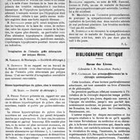 2048 - Page 2041 - Partie scientifique. Revue des sociétés savantes. Paris. Essai de bactériothérapie par extraits microbiens, (Société de chirurgie) / Lésions de l’hypophyse dans les fractures de la base du crâne, (Société de chirurgie) / Invagination de l’intestin grêle déterminée par polypes fibreux, (Société de chirurgie) / Sténose hypertrophique du pylore, chez le nourrisson, (Société de chirurgie) / Traitement de la maladie de Raynaud par la sympathicotomie péri-artérielle, (Société de chirurgie) / Bibliographie critique. Revue des Livres. Les principes directeurs de la chirurgie contemporaine, par Dr F. Cathelin, Librairie J. B. Baillière, Paris
