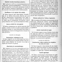 2110 - Page 2103 - Partie scientifique. Revue des sociétés savantes. Toulouse. Société anatomo-clinique. Hémiplégie avec hémichorée / Diphtérie trachéo-bronchique primitive / Insuffisance de la valvule iléo-caecale / Cancer primitif du rein gauche / Société de chirurgie. Restauration esthétique du nez / Observation de vaccinothérapie / Société d’obstétrique et de gynécologie. Fibrome utérin traité sans succès par la radiothérapie / Tuberculose du corps utérin / Fibrome pédiculé de l’utérus et grossesse / Atrésie cicatricielle du vagin / Société de médecine. Complications orbito-oculaires des empyèmes des sinus de la face / Syphilis gastrique / Intoxication arsenicale collective massive
