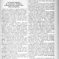 2114 - Page 2107 - Partie professionnelle. Chronique hospitalière. Au Conseil supérieur de l’Assistance Publique. L’admission des malades aisés dans les hôpitaux