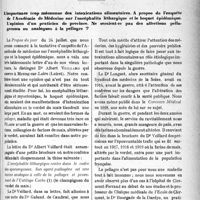 2198 - Page 2191 - Propos du jour. L’importance trop méconnue des intoxications alimentaires. A propos de l’enquête de l’Académie de Médecine sur l’encéphalite léthargique et le hoquet épidémique. L’opinion d’un praticien de province. Ne seraient-ce pas des affections pellagreuses ou analogues à la pellagre ? [J. Noir]