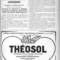 2248 - Page XXXV-2241 - Aphorismes / Jurisprudence. Jugement de justice de paix, (Béziers, le 25 mai 1921). La location des appareils de radiologie, dont le prix est fixé par le Tarif Breton, est due même quand elle est faite par le médecin propriétaire des dits appareils