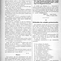 2361 - Page 2354 - Partie professionnelle. La vie syndicale et professionnelle. Les médecins qui se démonétisent eux-mêmes / Reproduction d’un certificat délivré par une sage-femme Parisienne dans lequel on remarquera la grande valeur scientifique du diagnostic formulé / Déclaration des maladies professionnelles