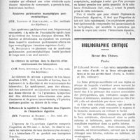 2403 - Page 2396 - Partie scientifique. Revue des sociétés savantes. Pour prévenir le choc novarsenical, (Soc. méd. des hôpitaux) / Syndrome parkinsonien monoplégique post- encéphalitique, (Soc. médicale des hôpitaux) / Le chlorure de calcium dans la diarrhée et les vomissements des tuberculeux, (Soc. méd. des hôpitaux) / Influence de la rapidité de l’ingestion dans l’épreuve de l’hémoclasie digestive, (Soc. méd. des hôpitaux) / Bibliographie critique. Revue des Thèses. Paris. Les voies naturelles comme voies d’accès de la fosse ptérygo-maxillaire et de son arrière-fond, par Dr Edmond Apard (Paris, A. Maloine et fils, éditeurs)