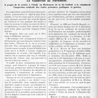 2438 - Page 2431 - Propos du jour. Le Vaudeville au Parlement. A propos de la remise à l’étude au Parlement de la loi tendant à la création de l’inspection médicale des écoles primaires publiques et privées [J. Noir]