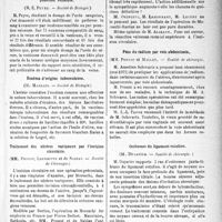2458 - Page 2451 - Partie scientifique. Revue des sociétés savantes. L’inefficacité du sérum anti-diphtérique par voie gastrique, (Soc. méd. des hôp) / Dosage de l’urée du sang prélevé par ventouse ou ponction veineuse, (Société de Biologie) / Eczéma d’origine tuberculeuse, (Société de Biologie) / Traitement des ulcères variqueux par l’incision circulaire, (Société de Chirurgie) / Pose du radium par voie abdominale, (Société de chirurgie / Ostéomes du ligament rotulien, (Société de chirurgie)