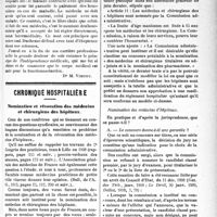 2534 - Page 2527 - Partie professionnelle. Médecine sociale. Tarif et indépendance médicale / Chronique hospitalière. Nomination et révocation des médecins et chirurgiens des hôpitaux