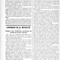 2543 - Page 2536 - Partie professionnelle. La vie syndicale et professionnelle. Syndicat général des médecins français électrologistes-radiologistes, (12 juillet 1921) / Chronique de la mutualité. Congrès de la Fédération Parisienne des sociétés de secours mutuels