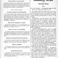 2585 - Page 2578 - Partie scientifique. Revue des sociétés savantes. Toulouse. Société de chirurgie. Du traitement des ruptures de l’urètre membraneux / Ostéochondrite déformante juvénile de la hanche / Tumeur blanche du genou guérie / Société anatomo-clinique. Thrombose cardiaque d’origine diphtérique / Ostéo-arthrite syphilitique de l’épaule / Cancer de l’utérus et curie-thérapie / Réduction sanglante des fractures de la clavicule / Scoliose congénitale / Cheiroplastie dactylienne / Syphilis pulmonaire et formations kystiques / Globules rouges en karyokinèse dans le sang leucémique / Bibliographie critique. Revue des thèses. Lyon. Les myomes rouges de l'utérus, par Dr G. -M. Jimbert, Lyon. Imprimerie Express, 1921 / Morbidité typhoïdique et vaccination, Dr Charles Chanès, Lyon. Imprimerie Express, 1921