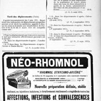 2616 - Page XXXV-2609 - Documents officiels. A l'officiel. Tarif des interventions de petite chirurgie et autres pour les pensionnés de guerre / Tarif des déplacements (Suite)