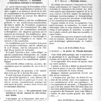 2642 - Page 2635 - Partie scientifique. Bibliographie critique. Revue des livres. La migraine (La peptonothérapie préprandiale), par Docteur Albert Nast, Chez G. Crès et Cie, Paris (Ve) / Formulaire et Consultations médicales et chirurgicales, par Lemoine et Gérard, Chez Vigot, Paris / Des prélèvements. Leur technique en vue des examens les plus couramment utilisés, par J Legeay et Liot, Chez Vigot, Paris / Pathologie oculaire, par Dr V. Morax, Chez F. Alcan, Paris / La genèse de l’énergie psychique, par J. Danycz, Chez J. -B. Baillière, Paris