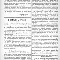 2693 - Page 2686 - Partie scientifique. Morphologie. De la dualité du corps humain / A travers la presse. Les règles de l’administration du salicylate de soude [(Journal des Praticiens, 16 juillet 1921)] / Le diagnostic du chancre mixte [(Presse médicale, 16 juillet 1921)] / La déclaration obligatoire de la tuberculose a-t-elle des bases biologiques [(Presse médicale, 16 juillet 1921)]