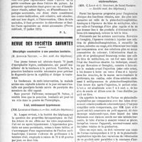 2697 - Page 2690 - Partie scientifique. A travers la presse. Le traitement opératoire de l’ulcus de l’estomac / Revue des sociétés savantes. Hémiplégie consécutive à une ponction lombaire, (Soc. méd. des hôpitaux) / L’ail, médicament hypotenseur, (Soc. méd. des hôpitaux) / Grande hémophilie familiale guérie depuis dix ans, (Société médicale des hôpitaux) / L’exploration rénale par la phénolsulfonephtaléinè. Un appareil simple de mesure : le chromoscope néphrométrique, (Société med. des hôpitaux) / Un cas de kala-azar observé à Paris, (Société méd. des hôpitaux)