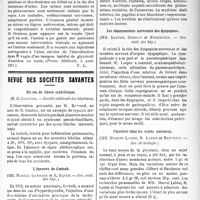 2768 - Page 2761 - Partie scientifique. A travers la presse. Troubles vésicaux et antéversion utérine [(Presse Médicale, 6 août 1921)] / Revue des sociétés savantes. Un cas de fièvre syphilitique, (Société médicale des hôpitaux) / L’épreuve de Goetsch, (Soc. méd. des hôp) / Amaurose quinique, (Soc. méd. des hôp) / Les répercussions nerveuses des dyspepsies, (Soc. méd. des hôp) / Glycémie chez les sujets normaux, (Soc. de biologie) / Les injections intra-veineuses de salicylate de soude dans le rhumatisme articulaire aigu, (Société de biologie)