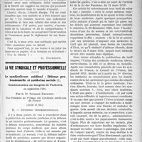 2786 - Page 2779 - Partie professionnelle. Médecine sociale. Le médecin et les lois sociales nouvelles / La vie syndicale et professionnelle. Le syndicalisme médical : Défense professionnelle et médecine sociale. Communication au Congrès de Varsovie en septembre 1921, par le Dr Fernand Decourt, (Suite et fin)