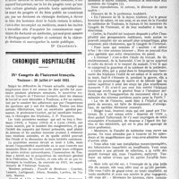 2798 - Page 2791 - Partie professionnelle. La vie syndicale et professionnelle. L’obligation du doctorat en médecine pour les dentistes / Chronique hospitalière. IVe Congrès de l’internat français, Toulouse : 29 juillet-ler août 1921