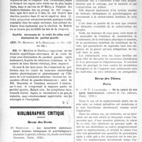 2851 - Page 2844 - Partie scientifique. Revue des sociétés savantes. La réaction de Schiek dans la rougeole, (Soc. méd. des hôp) / Syphilis nécrosante de la voûte du crâne avec élimination du pariétal gauche, (Soc. méd. des hôp) / Bibliographie critique. Revue des livres. Les caractères nationaux. Leurs facteurs biologiques et psychologiques, par Dr Bébillon (Amédée Legrand, éditeur, Paris, 1920) / Revue des Thèses, Paris. De la valeur du rein après néphrostomie, par Dr P. Lazaridès (Jouve et Cie, éditeurs, Paris, 1921)