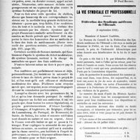 2855 - Page 2848 - Partie professionnelle. Médecine sociale. Le projet de loi assurance maladie invalidité / La vie syndicale et professionnelle. Fédération des Syndicats médicaux de l’Hérault, (3 septembre 1921)
