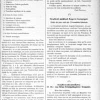 2858 - Page 2851 - Partie professionnelle. La vie syndicale et professionnelle. Fédération des Syndicats médicaux de l’Hérault, (3 septembre 1921) / Syndicat médical Angers-Campagne / Syndicat des oculistes et des oto-rhino-laryngologistes français