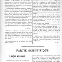 2887 - Page 2880 - Propos du jour. L'avenir de la profession médicale. L’atelier de l’artisan d'hier et l'usine de demain. La maison médicale de diagnostic et de traitement / Partie scientifique. Clinique médicale, Hôpital Saint-Antoine : M. le professeur Chauffard. Oedème aigu pneumococcique de la glotte