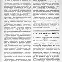 2897 - Page 2890 - Partie scientifique. A travers la presse. Critiques de l’extension accordée actuellement au domaine de la syphilis [(Journal des Praticiens, 20 août 19 21)] / L’anurie [(Gazette des Hôpitaux, n° 65, 1921)] / Revue des sociétés savantes. Les prodromes psychopathiques de l’encéphalite épidémique, (Académie de médecine) / Les asiles d’allaitement en puériculture, (Académie de médecine)
