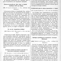 2900 - Page 2893 - Partie scientifique. Revue des sociétés savantes. Les asiles d’allaitement en puériculture, (Académie de médecine) / Présence du bacille de Koch dans le liquide duodénal retiré par tubage, (Soc. médicale des hôpitaux) / Un cas de rhumatisme cérébral, (Soc. méd. des hôp) / Les bruits propagés au poumon sain dans la tuberculose pulmonaire unilatérale, (Société médicale des hôpitaux) / Colloïdoclasie dans le coryza spasmodique à frigore, (Soc. méd. des hôpitaux) / Etiologie syphilitique du rhumatisme chronique déformant, (Soc. médicale des hôpitaux)