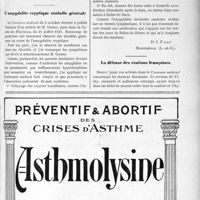 3052 - Page XXXV-3045 - Correspondance. La tuberculose pulmonaire est elle contagieuse ?, par le Dr Cochenies / L’amygdalite cryptique maladie générale [Dr J. Ficat] / La défense des stations françaises